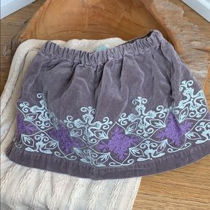 Peek! lLil’ peanut Grey velour skirt w/embroidery